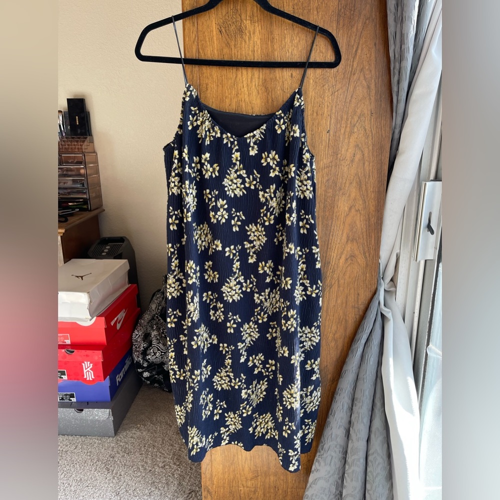 Vintage Spaghetti Strap Hawaiian Print Mini-Midi Length Dress